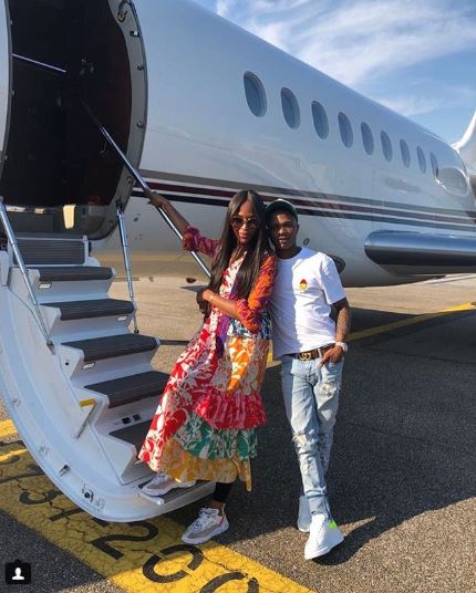 Wizkid And Naomi Campbell Pose In Front Of Private Jet (Photos)
