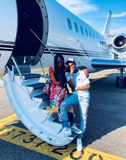 Wizkid And Naomi Campbell Pose In Front Of Private Jet (Photos)