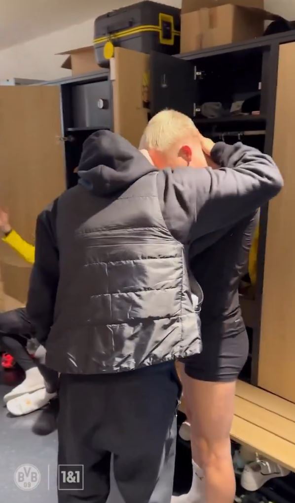 Sancho was spotted hugging midfielder Marcos Reus