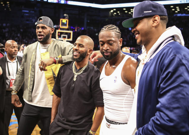 LeBron James, Dwyane Wade welcome Carmelo Anthony back to NBA