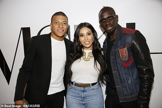 Kylian Mbappe (left) turned up in support of Mamadou Sakho's wife's new clothing range