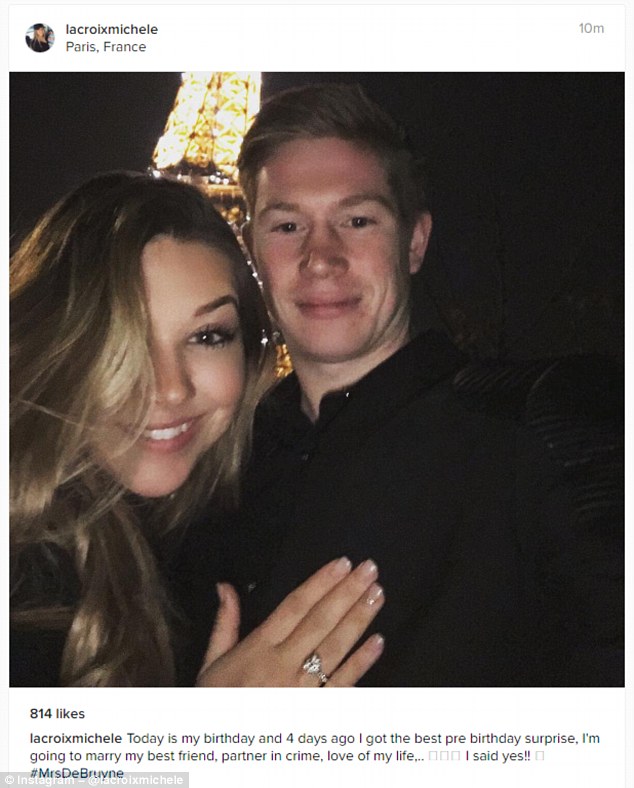 Manchester City star Kevin De Bruyne gets engaged to girlfriend Michele Lacroix | Daily Mail Online