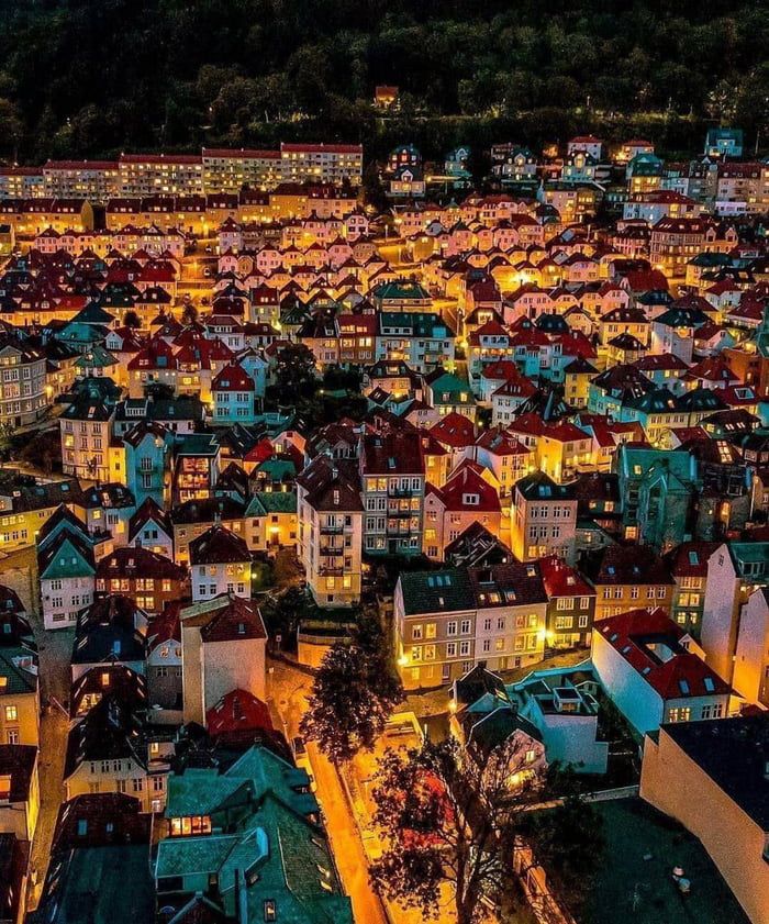 Night scene, Bergen, Norway  - Awesome | Cool places to visit, Norway  travel, City