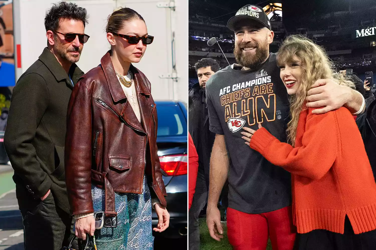 Gigi Hadid and Bradley Cooper; Taylor Swift and Travis Kelce