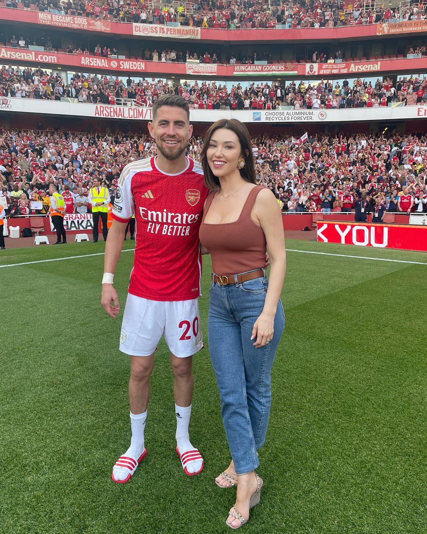 The couple snapped on the Emirates pitch