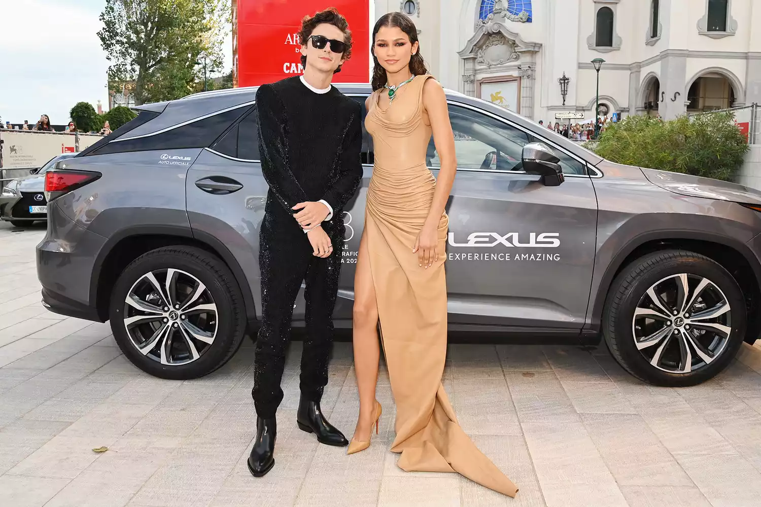 Timothée Chalamet and Zendaya arrive on the red carpet ahead of the "Dune" screening during the 78th Venice Film Festival on September 03, 2021 in Venice, Italy