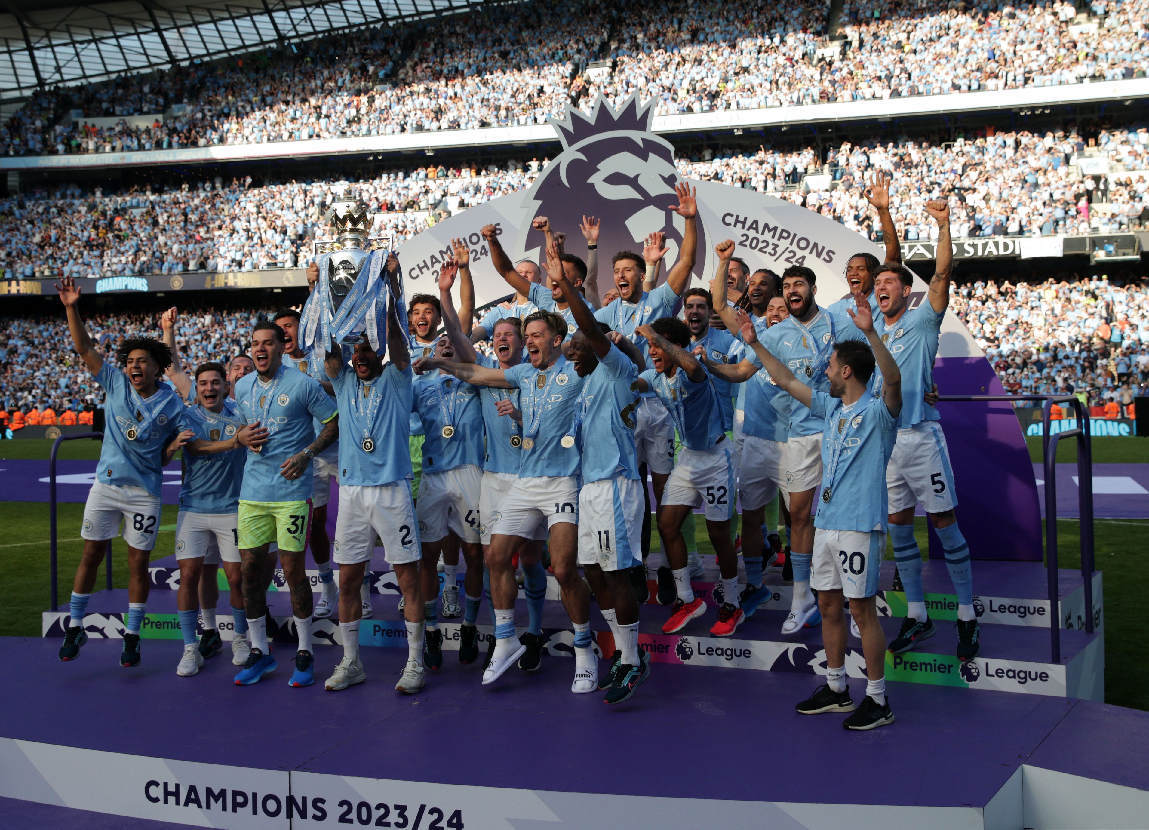 Manchester City retained the Premier League title on the final day of the season