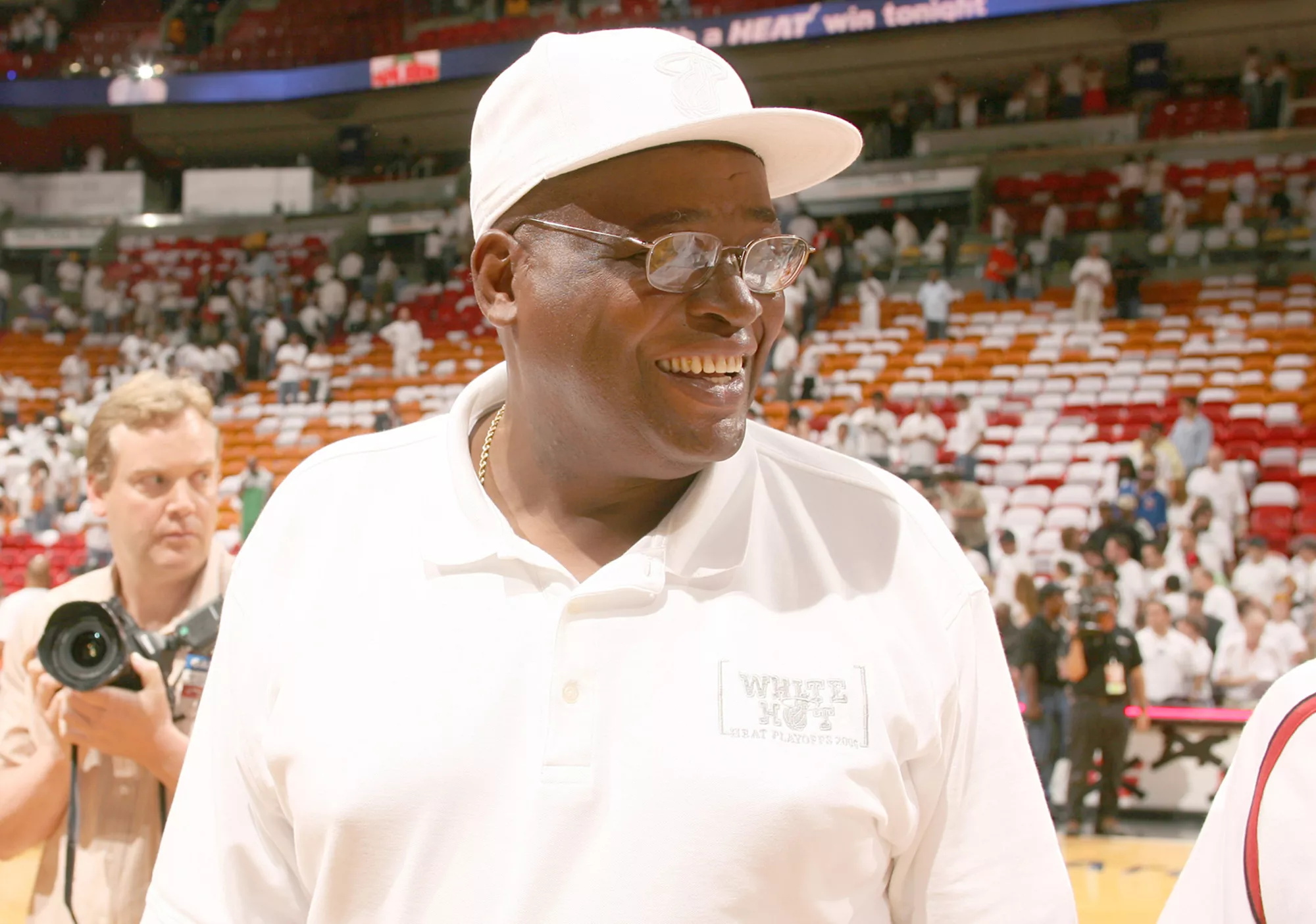 Phillip Harrison after the Heat won four of the Eastern Conference Finals against the Detroit Pistons during the 2006 NBA Playoffs in Miami, Florida, on May 29, 2006. 