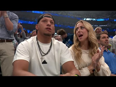 Patrick & Brittany Mahomes courtside for Thunder vs. Mavericks Game 3  |  NBA on ESPN - YouTube