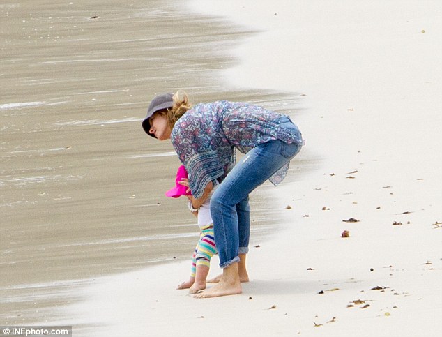 Look at the sea: Little James got close to the waters edge