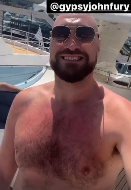 Fury showed off the yacht he is spending time on during his holiday