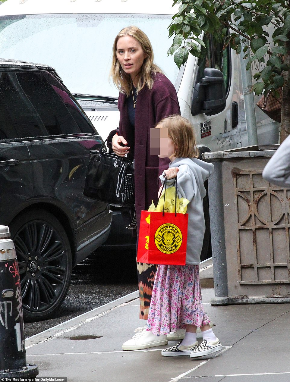 Invitee: Emily Blunt was spotted escorting her and husband John Krasinski's daughter