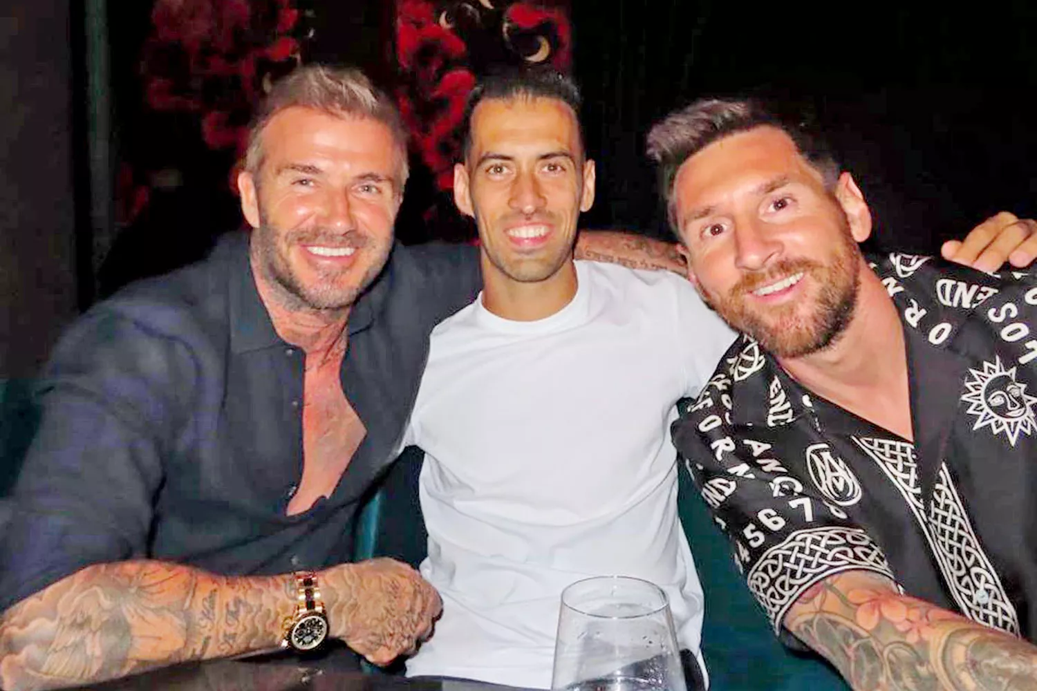 David Beckham, Sergio Busquets and Lionel Messi at Gekkō.